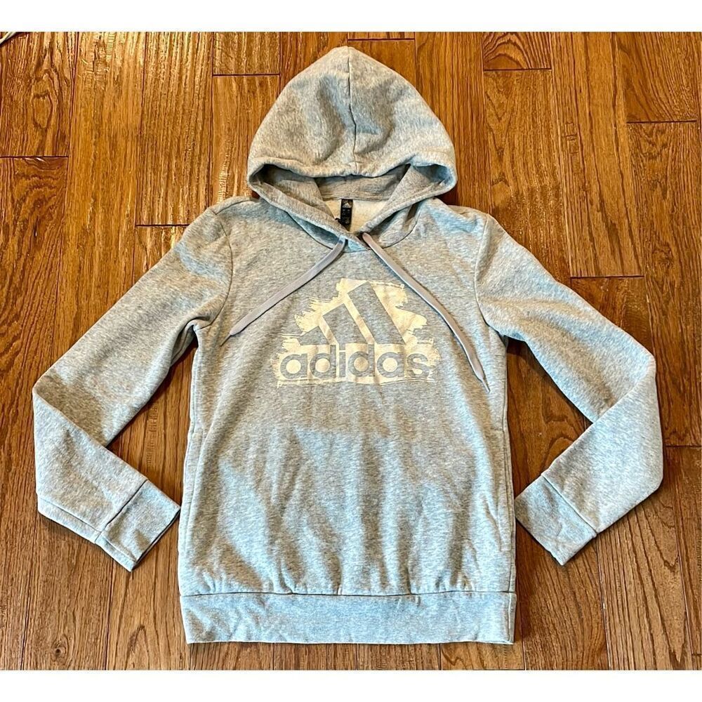 Adidas grey hooded fleece lined sweatshirt size sml - Picture 10 of 10